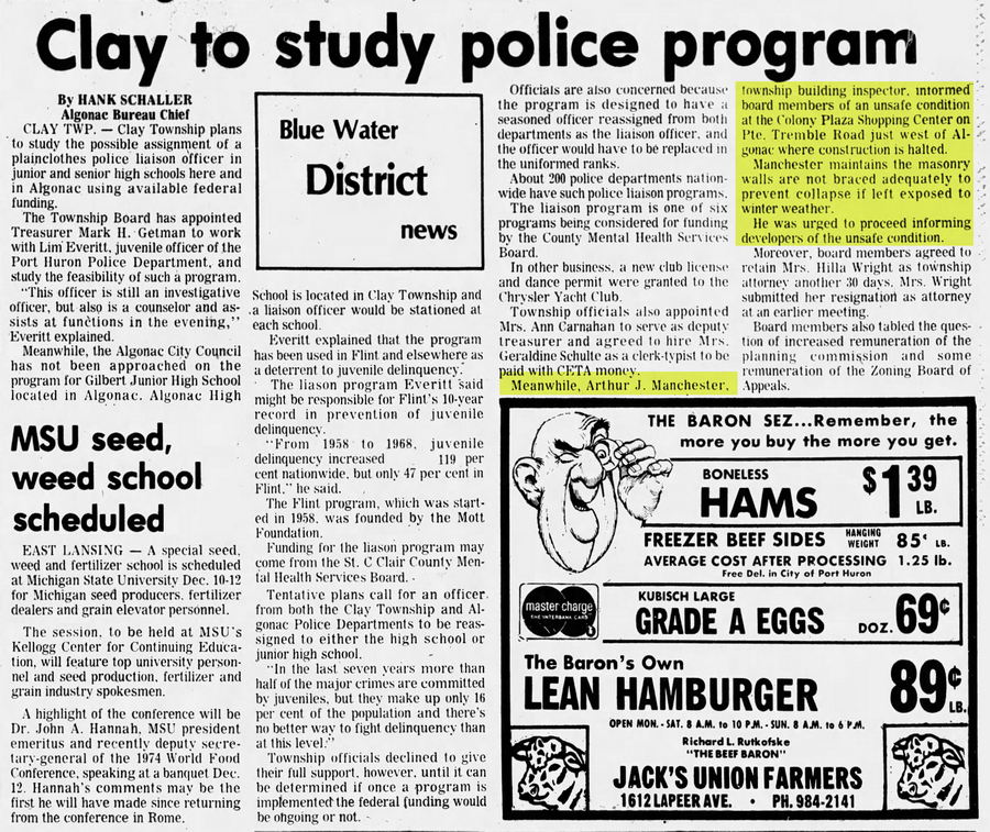Colony Plaza - Nov 1974 Article On Masonry Issues
